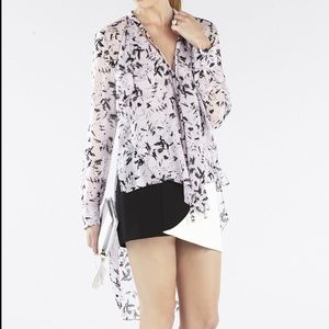 BCBGMAXAZRIA Keslyn Cascade Draped-Front Blouse.